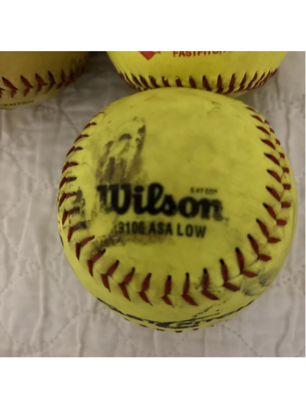 Lot Of 3 Fastpitch Softballs Wilson & Worth